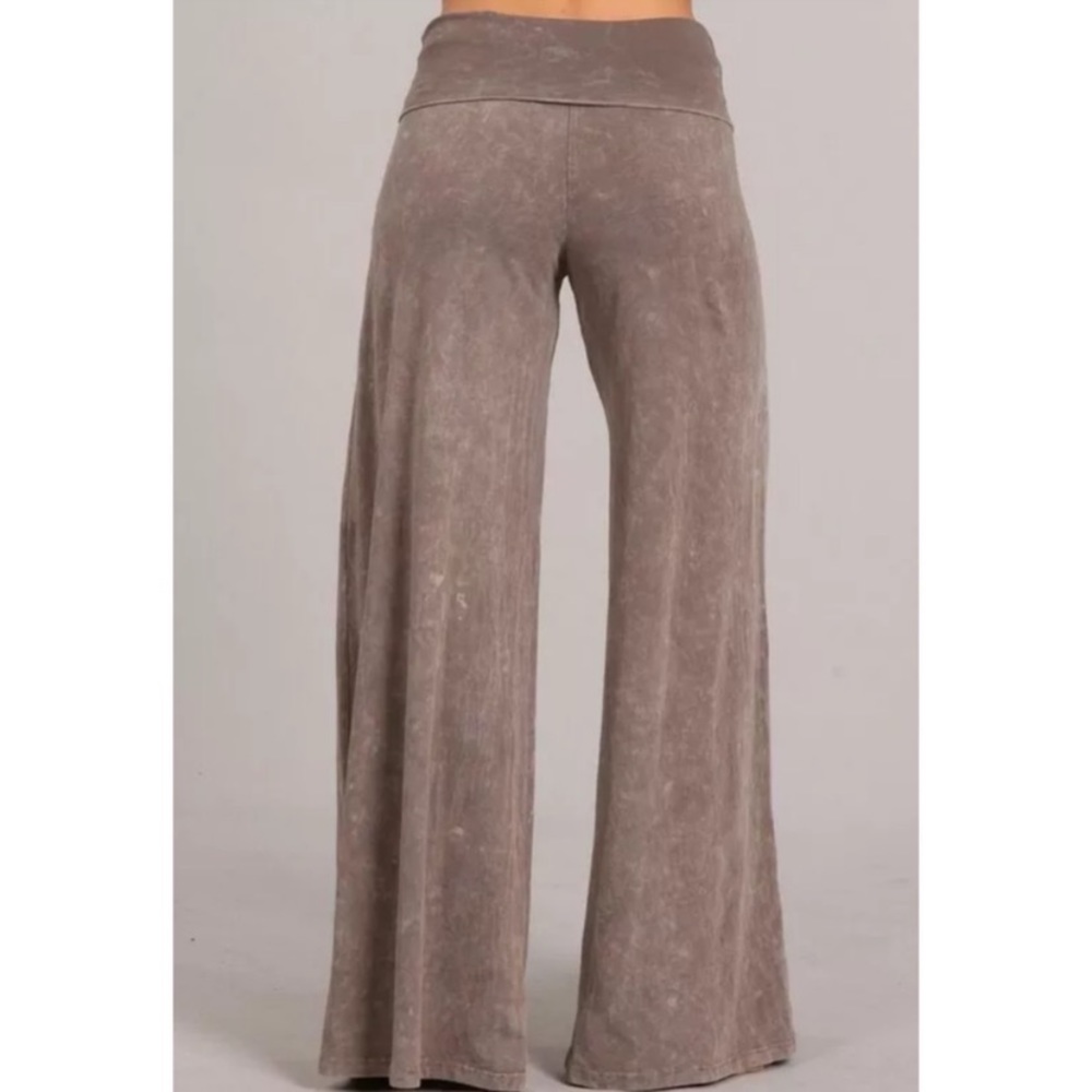 SOLD OUT Desert Taupe Mineral Wash Wide Leg High Waist Palazzo Boho Casual - Picture 4 of 6